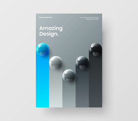 Modern pamphlet A4 design vector layout. Minimalistic realistic balls poster template.