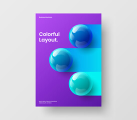 Trendy brochure A4 vector design illustration. Multicolored 3D balls flyer layout.