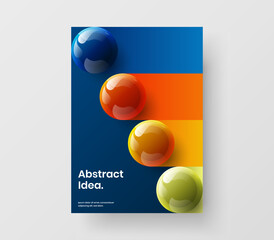 Premium 3D balls banner template. Simple magazine cover vector design illustration.