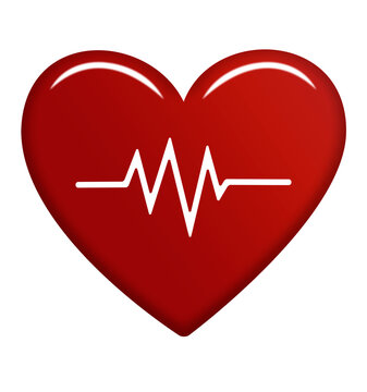 Corazón rojo logotipo salud 3d