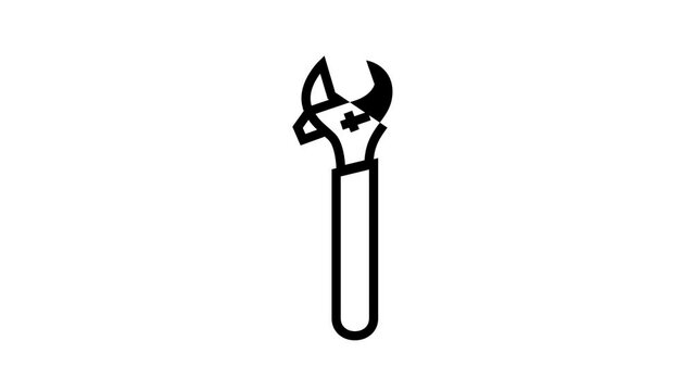 adjustable wrench tool line icon animation