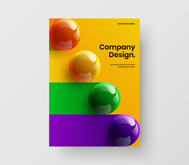 Clean cover design vector illustration. Trendy realistic balls pamphlet template.