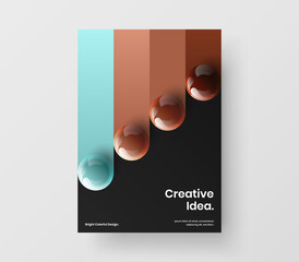 Multicolored leaflet A4 design vector concept. Fresh 3D balls company identity illustration.