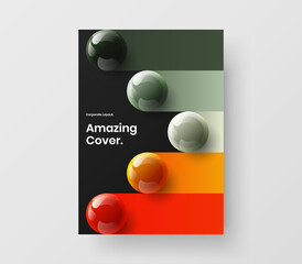 Modern realistic spheres front page template. Colorful book cover vector design illustration.