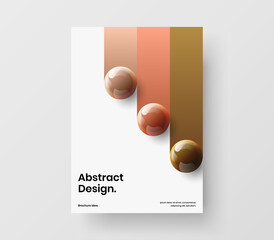 Multicolored book cover A4 design vector concept. Amazing realistic spheres flyer template.