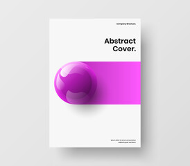 Simple booklet A4 vector design illustration. Abstract realistic balls company identity template.