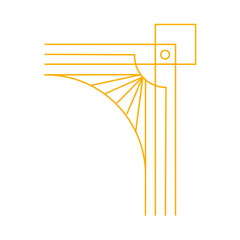 Corner Art deco outline stroke ornament in golden color for classy and luxury style. premium vintage line art design element