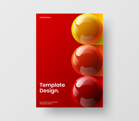 Geometric magazine cover vector design illustration. Trendy realistic balls handbill concept.