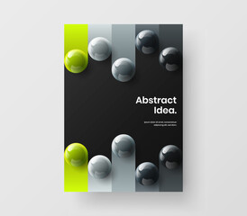 Geometric handbill design vector illustration. Trendy realistic spheres postcard concept.