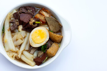 Boiled Chinese pasta square with pork soup