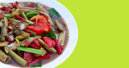 Lotus stem spicy salad. Thai food recipes