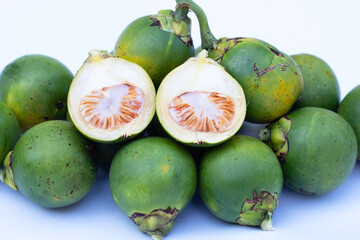 Betel nuts on white background.