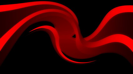 Red curve pattern illustration on black background and texture.