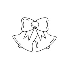 Drawing of bells. Hand drawn sketch doodle style. Vector illustration, outline icon. Christmas and New Year concept.