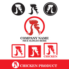 great rooster logo, silhouette of big head cock vector illustrations