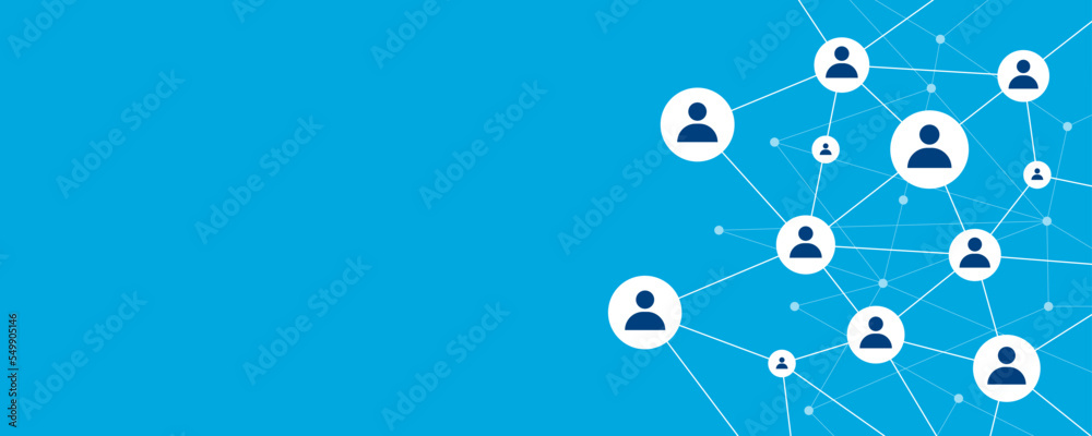 Aufkleber Technology network user structure connect dots and lines background template. Team linked global digital database graphic vector.
