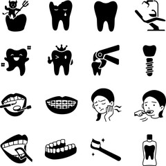 Dental glyph vector icons