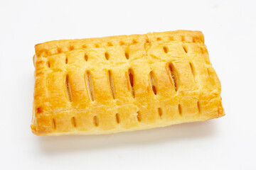 Pineapple pie on white background.