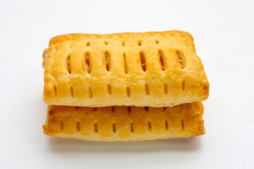 Pineapple pie on white background.