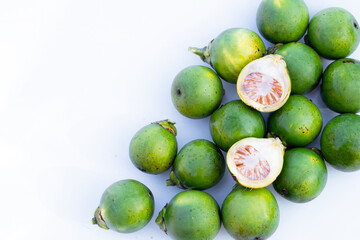 Betel nuts on white background.
