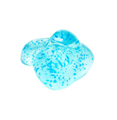 Smear of blue shower gel with scrub grain on white background