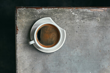 Cup of fresh and aroma black coffee