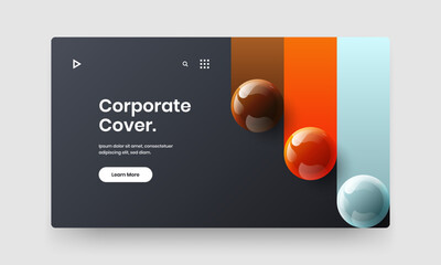 Geometric leaflet vector design layout. Multicolored 3D balls corporate identity concept.