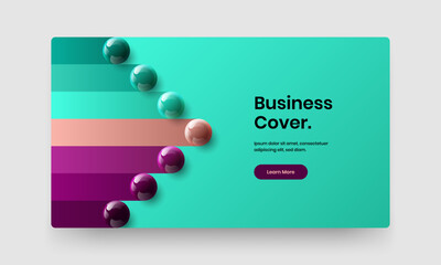 Colorful catalog cover design vector layout. Abstract 3D spheres poster template.