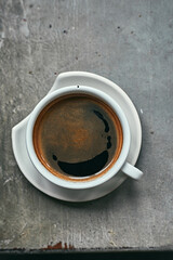 Cup of fresh and aroma black coffee