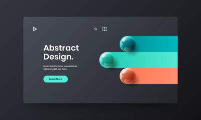 Fresh site screen design vector illustration. Abstract 3D balls front page layout.