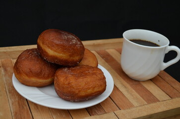 Beautiful handmade donuts covered in chocolate and sugar