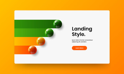 Trendy site vector design layout. Simple 3D balls annual report illustration.