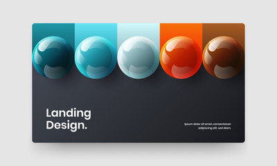 Clean handbill vector design concept. Trendy 3D balls website screen template.