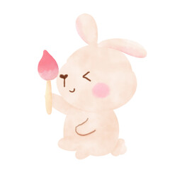 easter bunny rabbit cute cartoon watercolor painting 