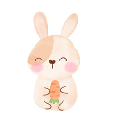 Cute cartoon easter bunny with carrot 