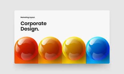 Minimalistic 3D spheres poster template. Original website design vector illustration.