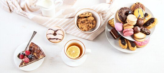 Afternoon tea stand with sweet treats.