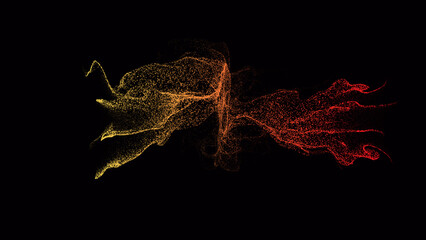 abstract particle simulation background. Festive and fun illustration. Twirl, twist and wind affected particles.