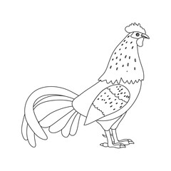 Rooster liner icon. Cockerel as a symbol or mascot for children's books, fashion design and postcards with lettering.