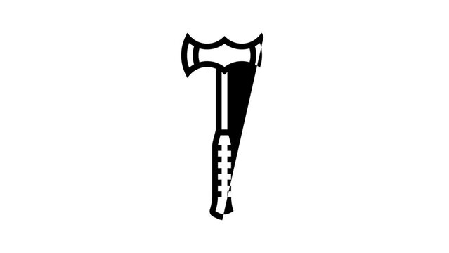 double bit axe weapon line icon animation