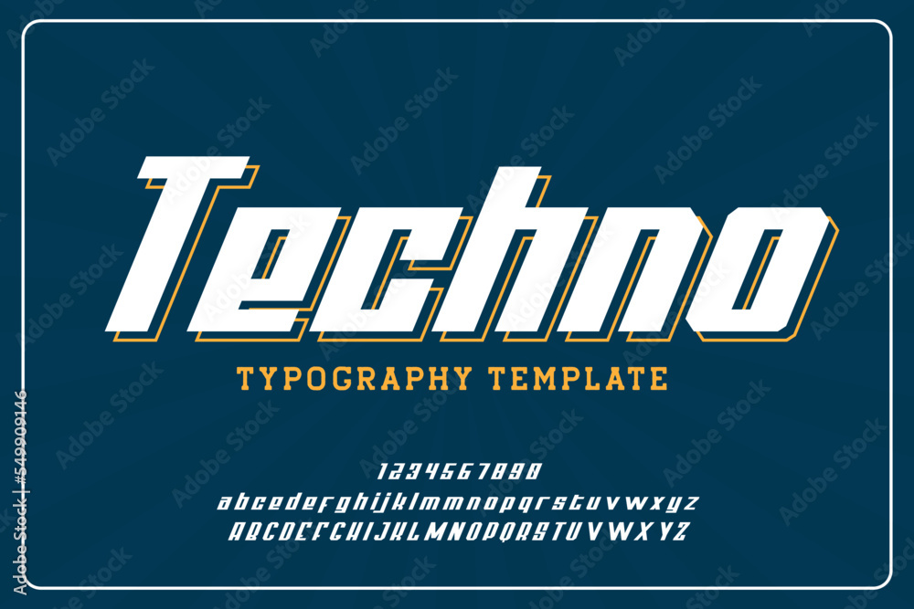 Fototapete futuristic typography template with calligraphy font style use for brand and logo vector illustratio