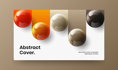 Premium company identity design vector concept. Bright 3D balls front page illustration.