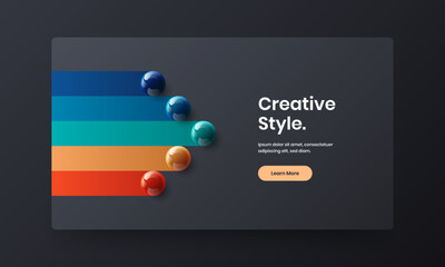 Amazing landing page vector design concept. Simple realistic spheres placard layout.