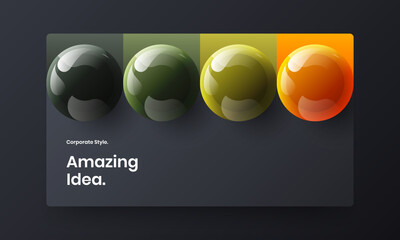 Trendy realistic spheres front page layout. Fresh brochure design vector concept.