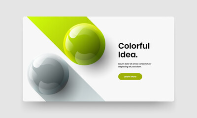 Modern corporate brochure vector design illustration. Clean realistic spheres postcard template.