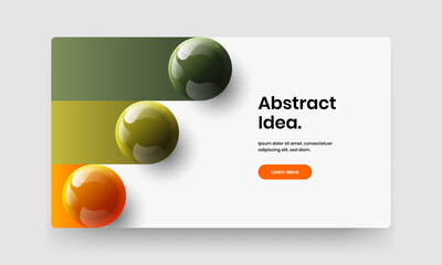Colorful realistic balls horizontal cover illustration. Simple landing page design vector concept.