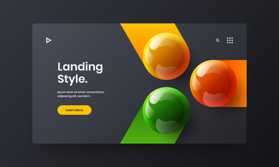 Clean 3D balls website template. Isolated corporate brochure design vector layout.