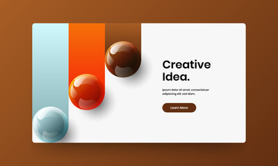 Bright realistic balls company brochure template. Creative placard vector design illustration.