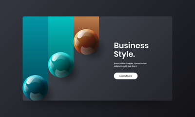 Geometric horizontal cover design vector template. Unique realistic spheres presentation concept.