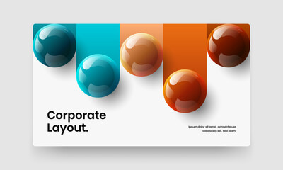 Geometric realistic balls annual report template. Abstract journal cover vector design illustration.